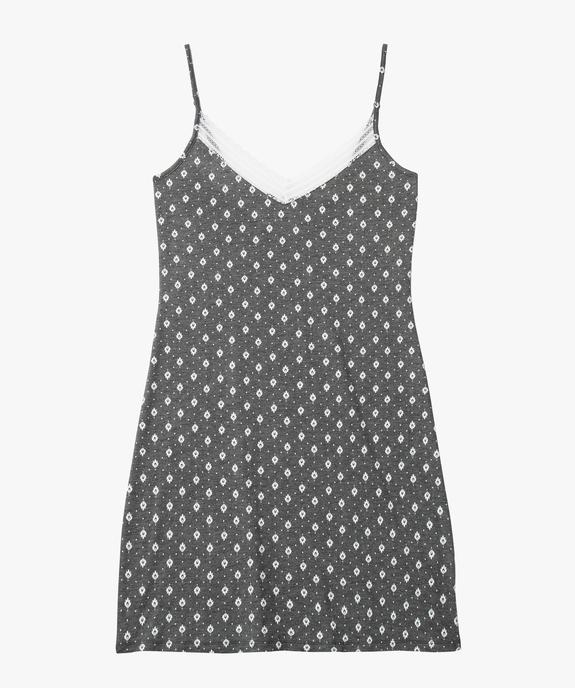 Nuisette en viscose avec col V dentelle et fines bretelles femme vue4 - GEMO 4G FEMME - GEMO