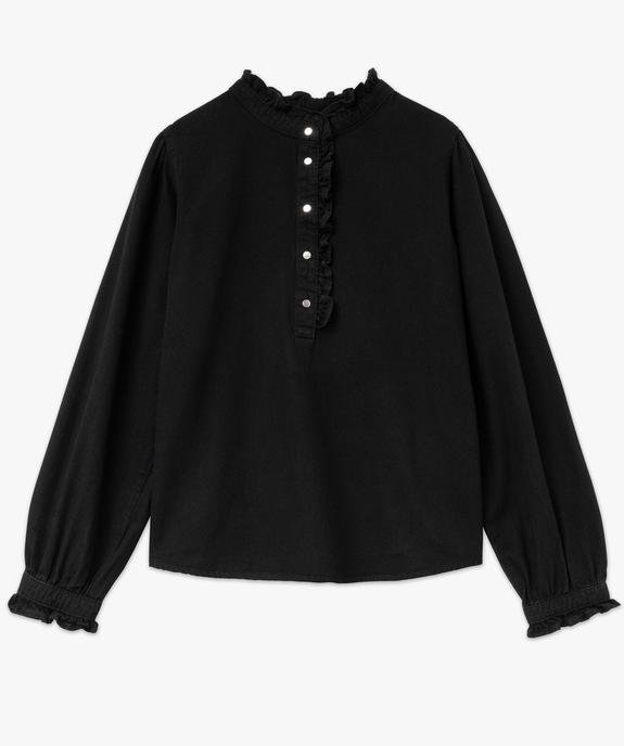 Blouse en toile de coton avec col froncé femme vue4 - GEMO(FEMME PAP) - GEMO