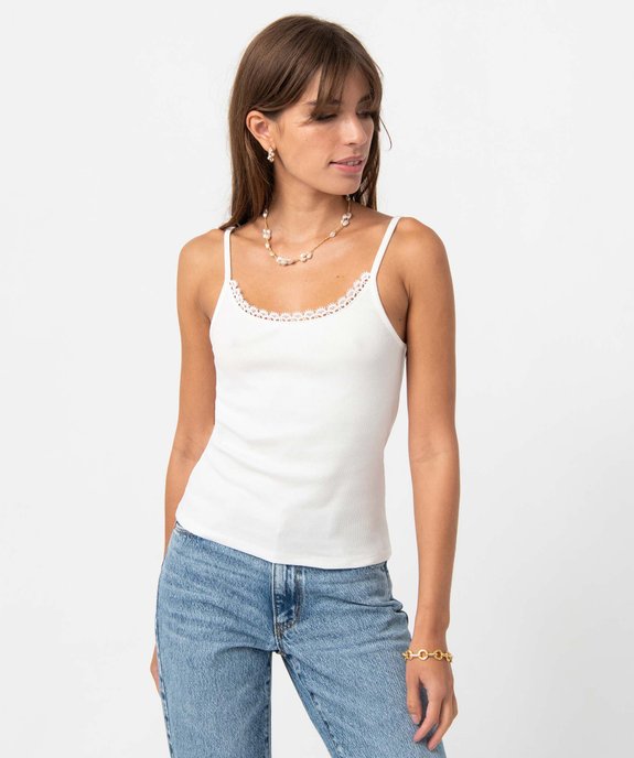 Débardeur femme à fines bretelles et col dentelle vue6 - GEMO(FEMME PAP) - GEMO
