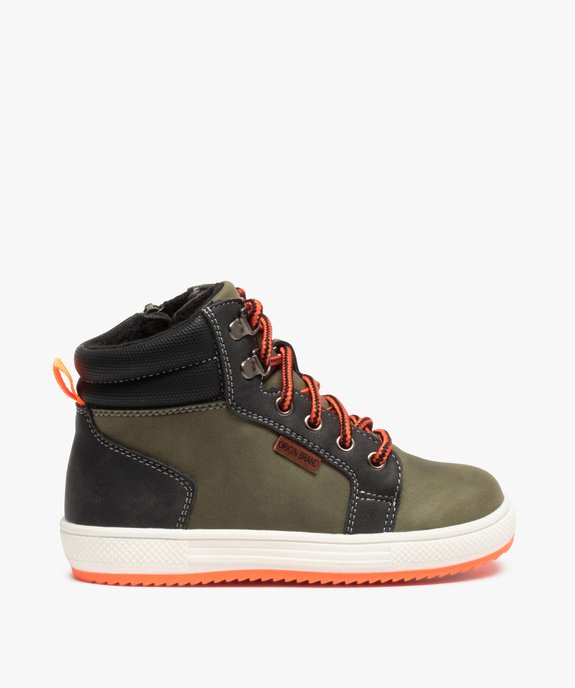 Boots fourrées garçon à lacets bicolores et zip vue1 - GEMO 4G GARCON - GEMO