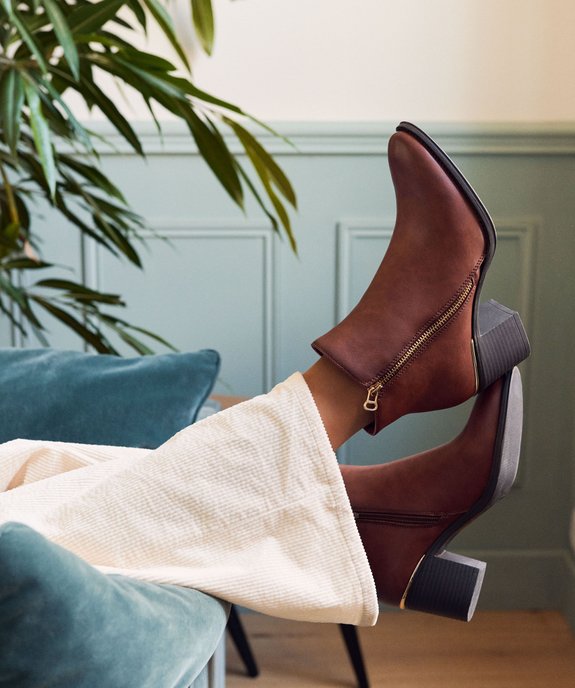 Boots à talon avec zip décoratif femme - Valentina Baldano vue1 - GEMO(URBAIN) - GEMO