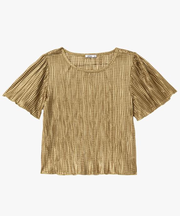 Blouse à manches courtes en maille gaufrée scintillante femme vue4 - GEMO(FEMME PAP) - GEMO