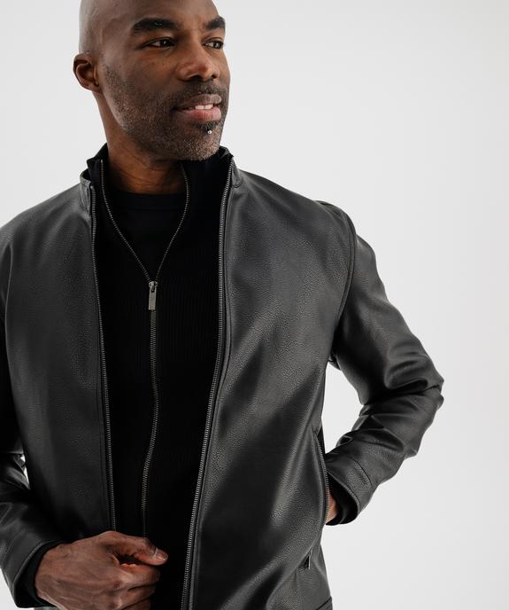Blouson en cuir imitation fermeture zippée homme vue4 - GEMO (HOMME) - GEMO
