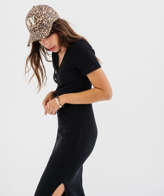 Robe longue en maille côtelée à manches courtes femme vue4 - GEMO(FEMME PAP) - GEMO