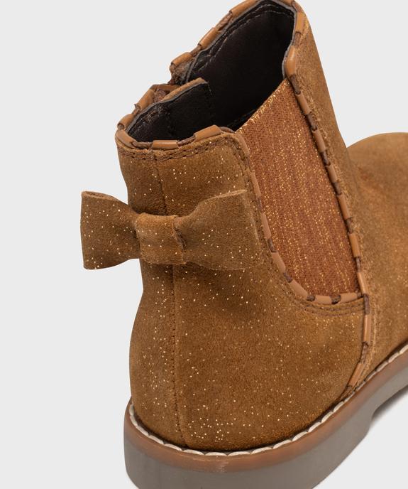 Chelsea boots pailletées en cuir suédé fille - Tanéo vue6 - TANEO - GEMO