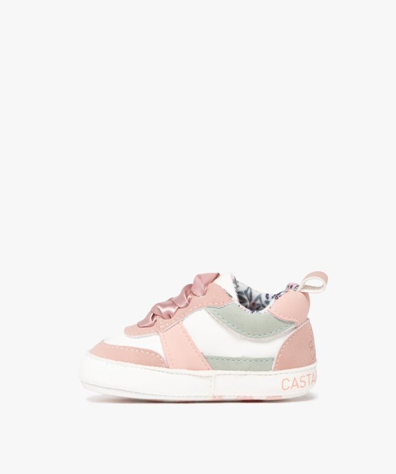 Chaussons de naissance bébé fille baskets avec lacets foulard satinés - LuluCastagnette vue3 - LULUCASTAGNETTE - GEMO