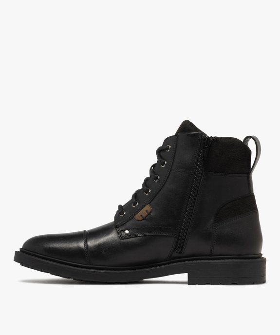 Boots homme casual dessus en cuir et à bout droit style Balmoral vue4 - URBAN STEPS - GEMO