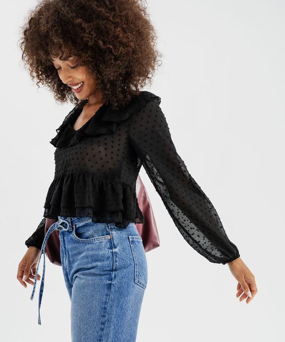 Chemise en voile à motifs plumetis coupe courte femme vue2 - GEMO(FEMME PAP) - GEMO