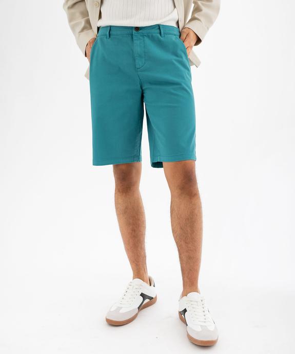 Bermuda en coton stretch coupe droite homme vue1 - GEMO 4G HOMME - GEMO