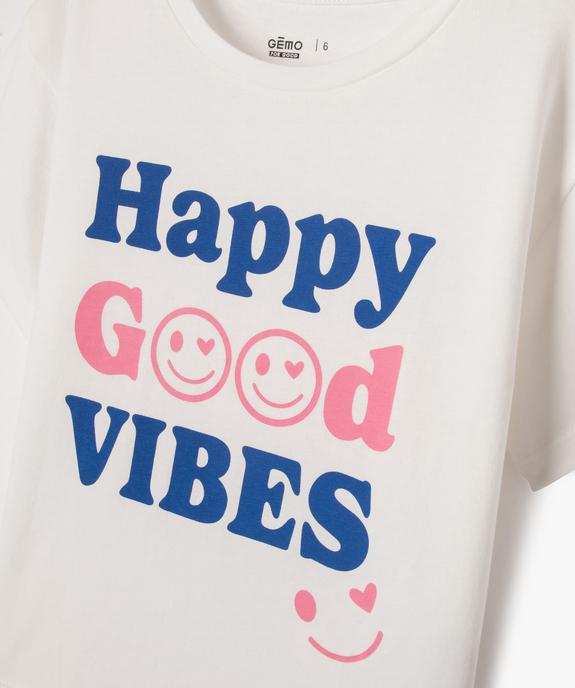 Tee-shirt à manches courtes avec message positif fille vue2 - GEMO 4G FILLE - GEMO