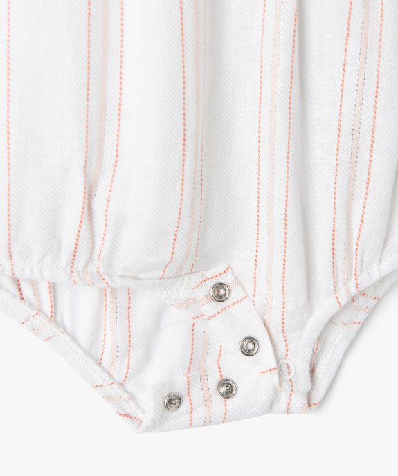 Ensemble bébé fille 2 pièces : combishort et bandeau à cheveux rayés vue2 - GEMO 4G BEBE - GEMO