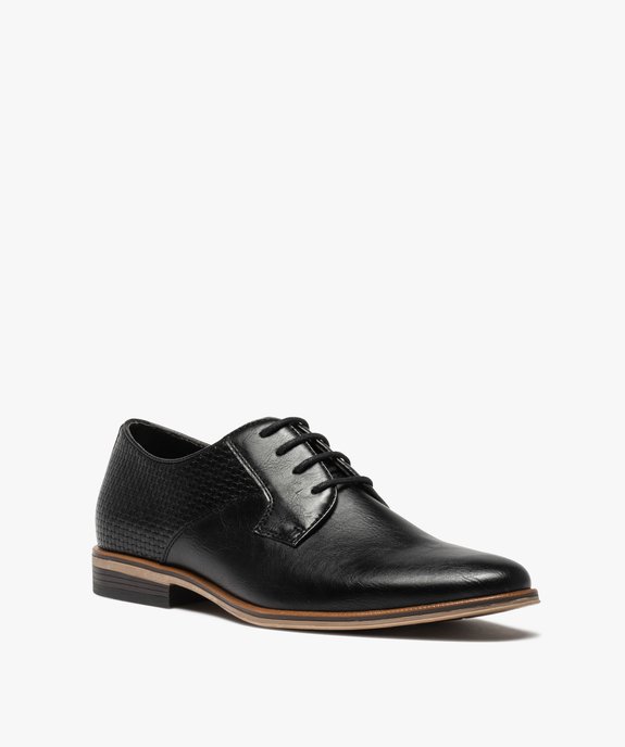 Derbies homme unis en matière lisse avec effet tressé vue3 - GEMO(URBAIN) - GEMO