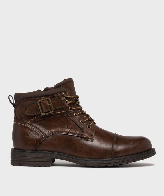 Boots mid-cut à semelle crantée, lacets et zip homme vue2 - MARIO BALDANO - GEMO