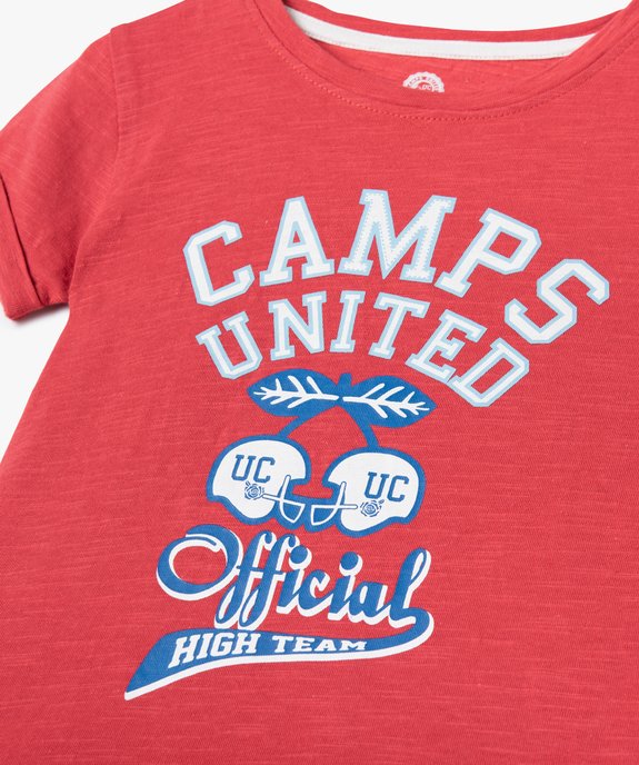 Tee-shirt fille à manches courtes imprimé - Camps United vue2 - CAMPS UNITED - GEMO