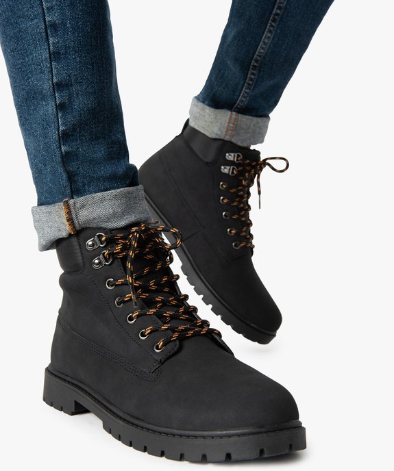 Boots homme à semelle crantée et lacets - Les Supaires à lacets bicolores vue1 - GEMO (CASUAL) - GEMO