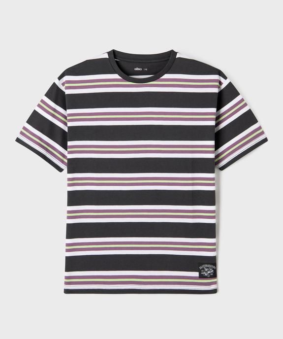 Tee-shirt rayé style skater garçon vue2 - GEMO (JUNIOR) - GEMO
