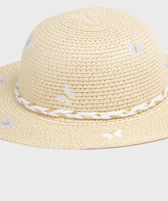 Chapeau de paille à motifs papillons brodés fille vue2 - GEMO (ACCESS) - GEMO