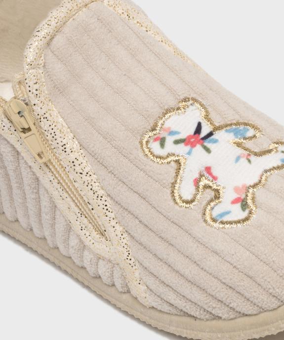Chaussons montants zippés en velours côtelée fille - LuluCastagnette vue6 - LULU CASTAGNETT - GEMO