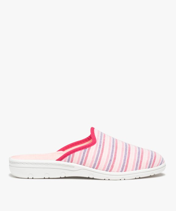 Chaussons femme mules en jersey rayé vue1 - GEMO 4G FEMME - GEMO