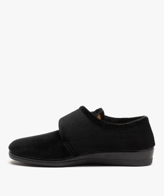 Chaussons femme confort en velours uni et bride scratch vue3 - GEMO(HOMWR FEM) - GEMO