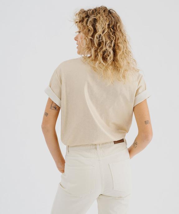 Tee-shirt manches courtes et col rond à paillettes femme - GEMO 4G FEMME Tee-shirt manches courtes et col rond à paillettes femme vue3 - GEMO 4G FEMME - GEMO