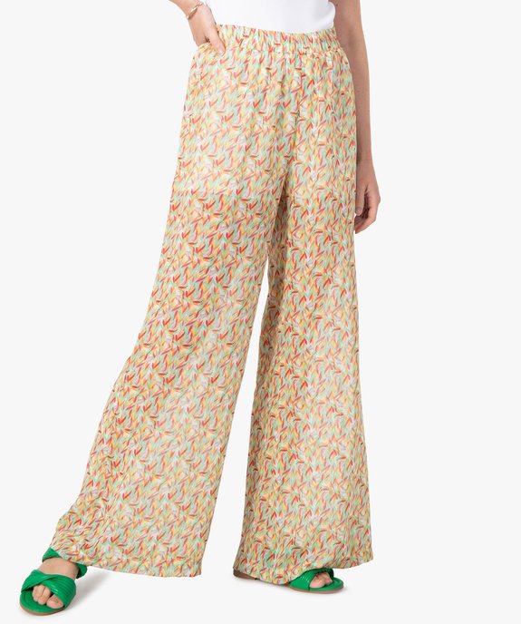Pantalon femme en voile imprimé vue1 - GEMO(FEMME PAP) - GEMO