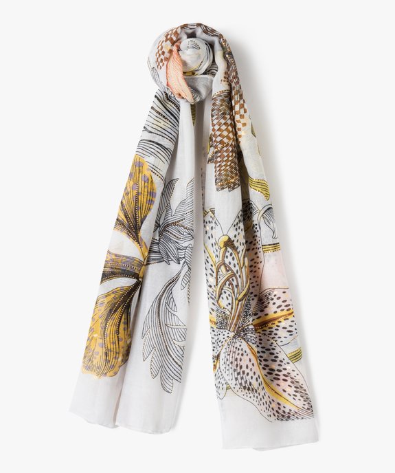 Foulard en voile imprimé fleurs et touches pailletées femme vue1 - GEMO 4G FEMME - GEMO