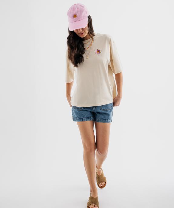 Tee-shirt manches courtes à motif brodé devant et dos vue4 - GEMO(FEMME PAP) - GEMO