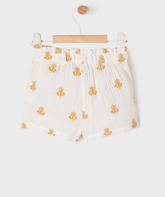 Short ample en double gaze de coton brodée bébé fille - LuluCastagnette vue4 - LULUCASTAGNETTE - GEMO