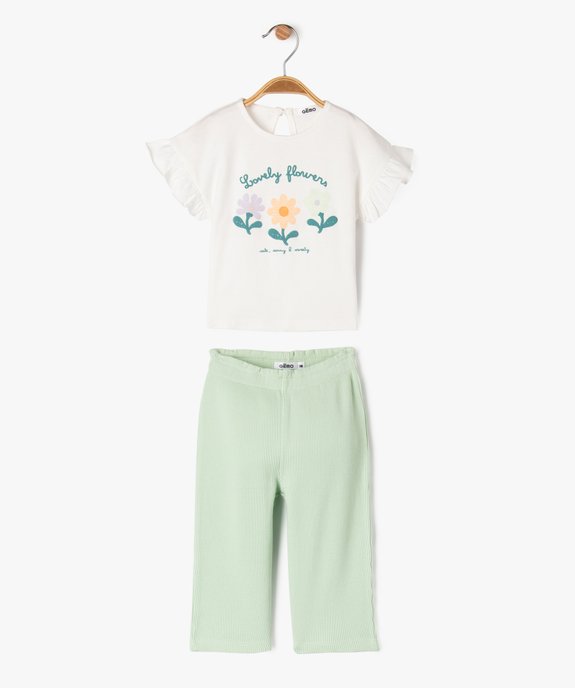 Ensemble 2 pièces pantalon et tee-shirt manches courtes bébé fille vue1 - GEMO(BEBE DEBT) - GEMO
