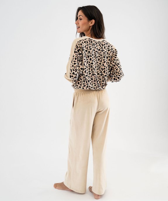 Pyjama en velours coupe large femme vue3 - GEMO(HOMWR FEM) - GEMO