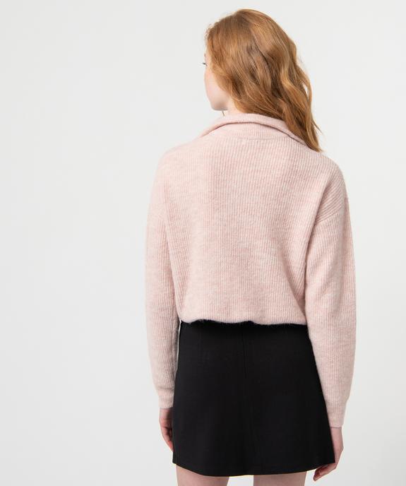 Pull femme en maille fantaisie à col camionneur  vue3 - GEMO 4G FEMME - GEMO