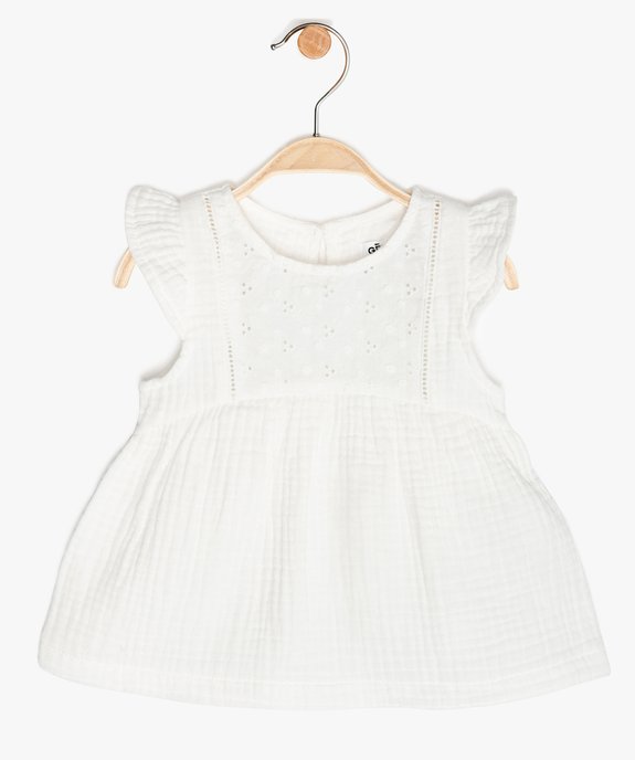 Blouse Bebe Fille Ample En Double Gaze De Coton Gemo