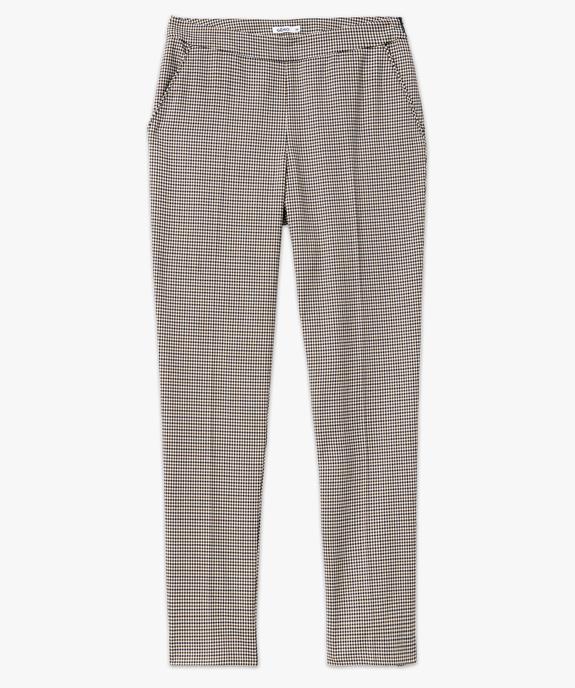 Pantalon cigarette à motif pied-de-poule à plis femme vue4 - GEMO(FEMME PAP) - GEMO