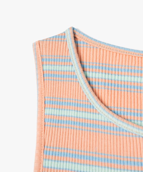 Pyjashort fille bicolore avec haut rayé vue2 - GEMO (JUNIOR) - GEMO