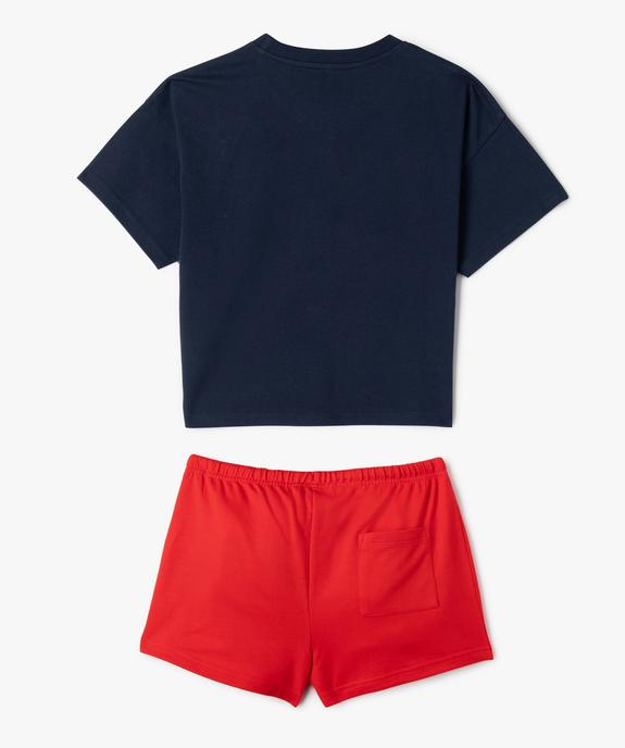 Pyjashort bicolore en coton fille - Camps United vue3 - CAMPS - GEMO