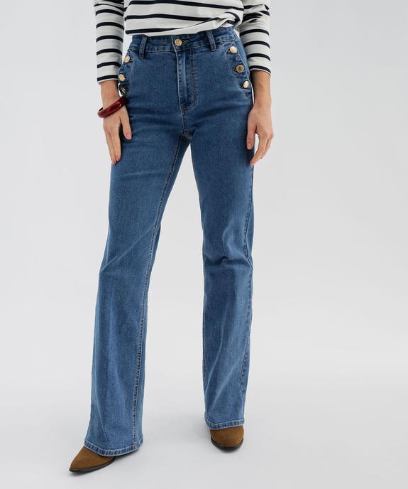 Jean Flare en denim extensible à effet pont femme - LuluCastagnette vue2 - LULU CASTAGNETTE G4G D - GEMO