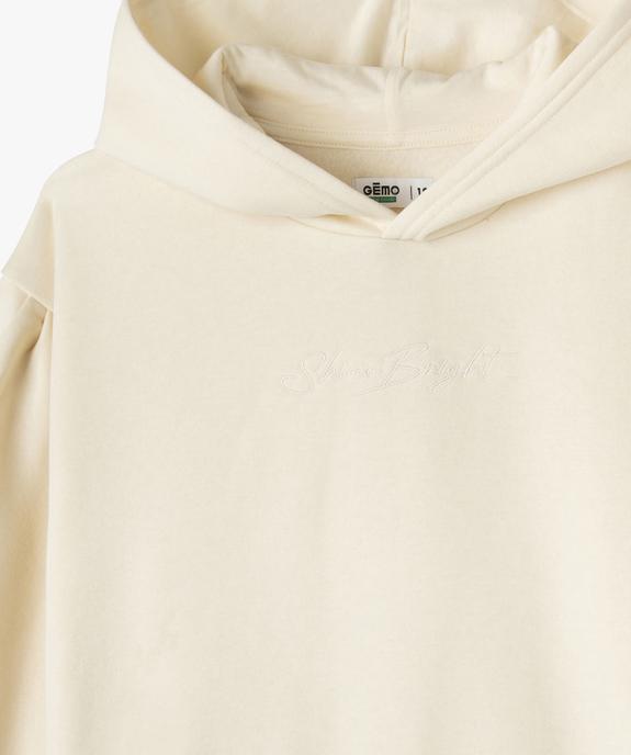 Sweat court à capuche avec manches extra larges fille vue2 - GEMO 4G FILLE - GEMO