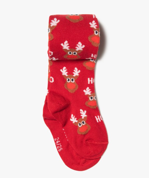 Collants bébé fille épais imprimés rennes de Noël vue1 - GEMO 4G BEBE - GEMO