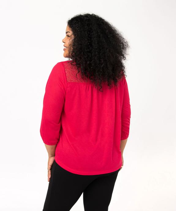Tee-shirt droit manches 3/4 à col boutonné femme grande taille vue3 - GEMO 4G GT - GEMO