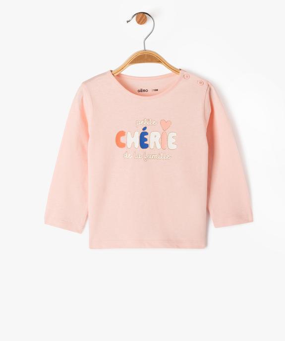Tee-shirt à manches longues à message bébé fille vue1 - PREMIER PRIX BY GEMO - GEMO