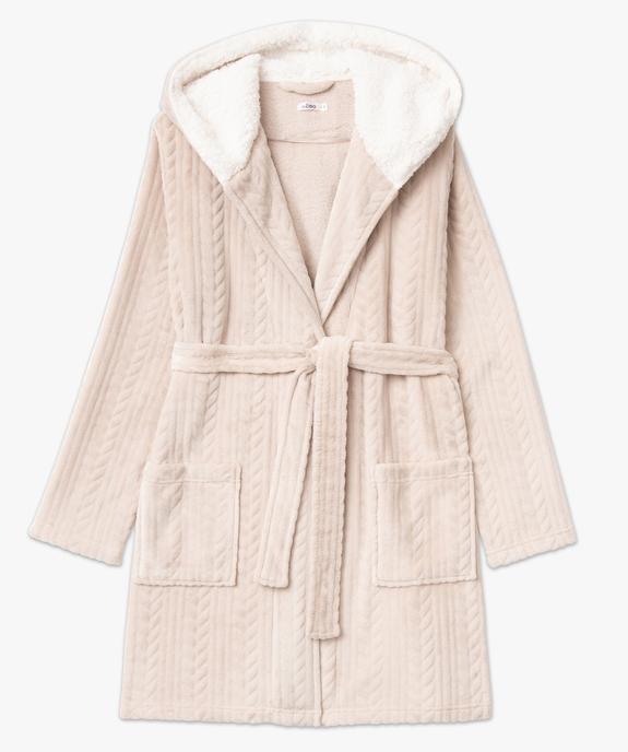 Robe de chambre femme courte à capuche en maille peluche vue4 - GEMO(HOMWR FEM) - GEMO