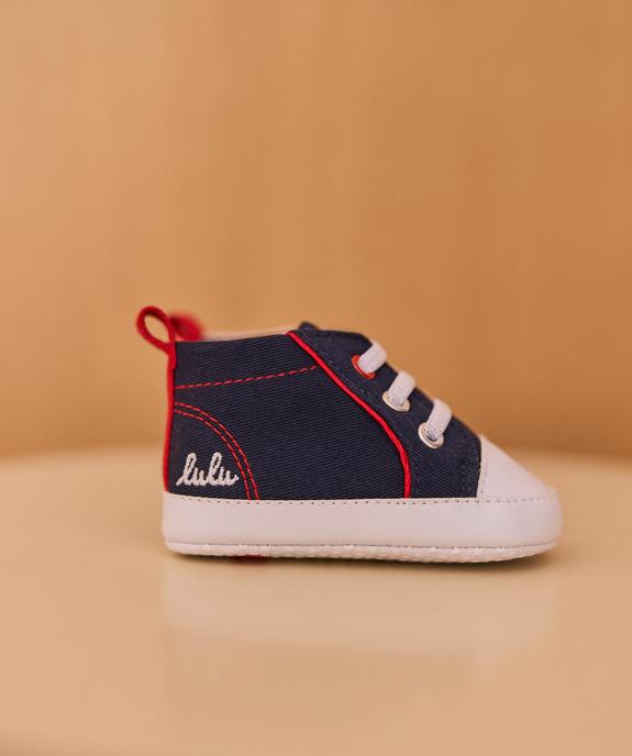 Chaussons de naissance en toile look tennis bébé - LuluCastagnette vue1 - LULU CASTAGNETTE G4G D - GEMO