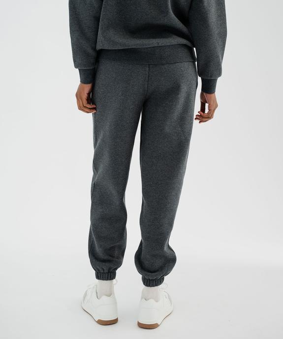 Pantalon de jogging en molleton uni à taille élastiquée femme vue3 - GEMO 4G FEMME - GEMO