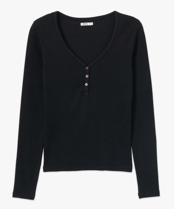 Tee-shirt femme à manches longues en maille côtelée vue4 - GEMO(FEMME PAP) - GEMO