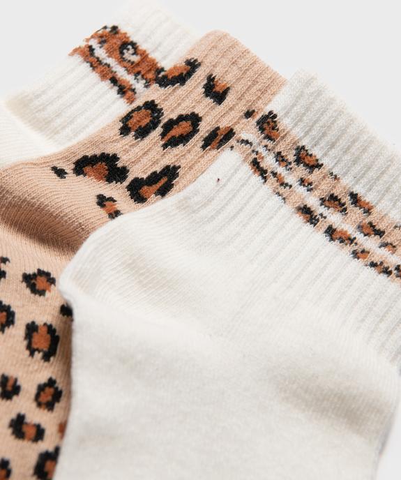 Socquettes avec motifs léopard fille (lot de 3) vue2 - GEMO 4G FILLE - GEMO
