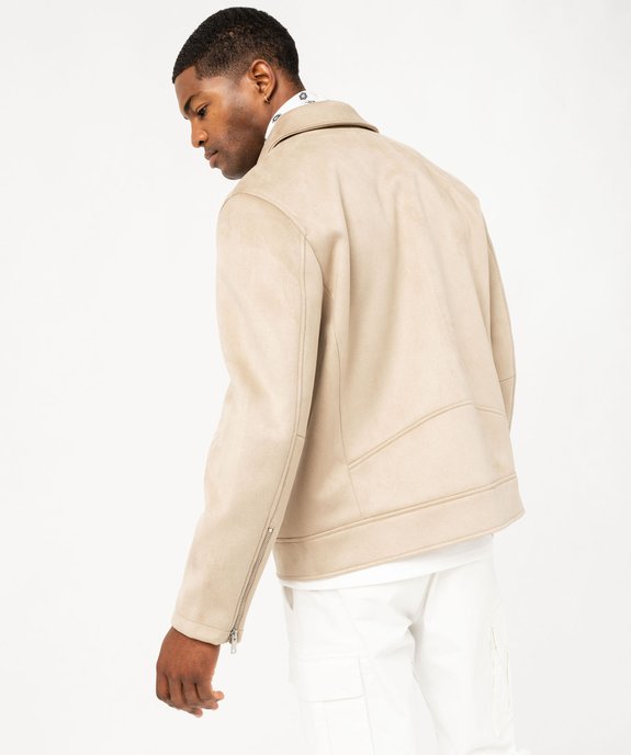 Blouson en suédine fermeture zippée homme vue3 - GEMO (HOMME) - GEMO