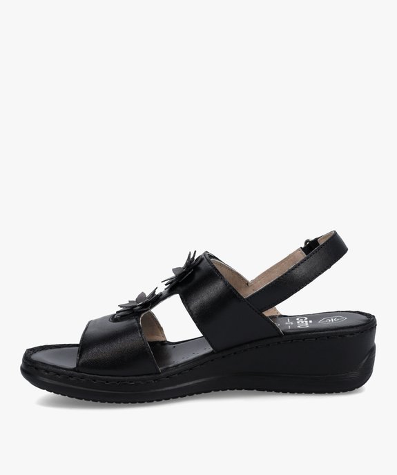 Sandales femme confort en cuir à brides scratch vue3 - GEMO (CONFORT) - GEMO
