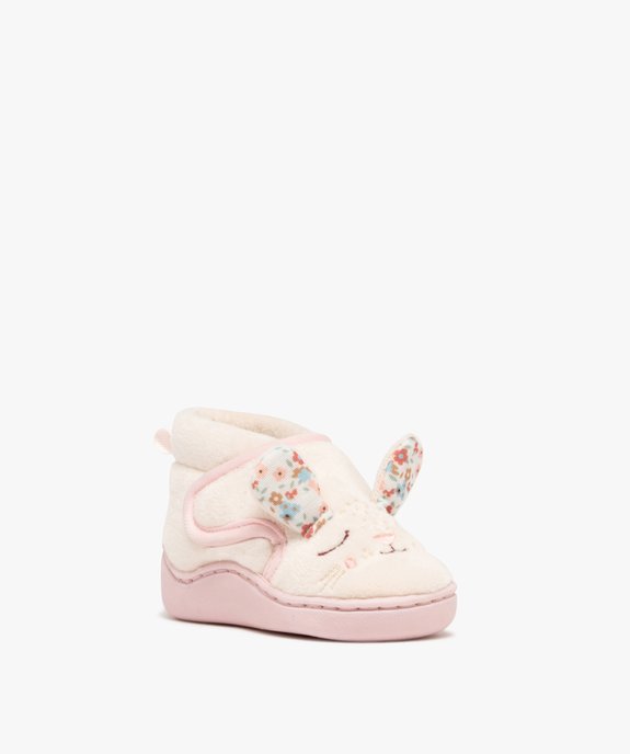 Chaussons bébé fille bottillons à scratch tête de lapin vue1 - GEMO 4G BEBE - GEMO