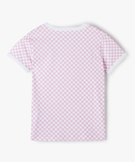 Tee-shirt fille imprimé damier avec détails contrastants vue4 - GEMO (JUNIOR) - GEMO